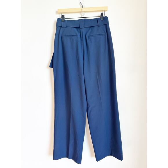 NWOT Ann Taylor The Belted Straight-Leg Pant Navy Gold 4 - Picture 4 of 5